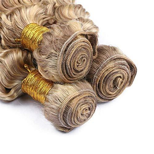 Tony beauty hair Tony Beauty Piano Mix Color Virgin Brazilian Deep Wave Human Hair Weave 3/4 Bundles Lot #8/613 Light Brown Mixed with Blonde Piano Color Human Hair Weft Extensions 10-30" (26 28 30 30)