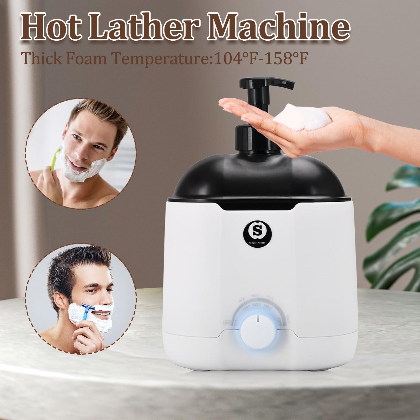 S SANGLE SOPFFY Hot Lather Machine SANGLE SOPFFY,Shaving Cream Warmer for Men -800ML Large Capacity Heated Shaving Cream Dispenser for Home Salon Barber Shop Spa With 2 Pumps,Christmas and Birthday Gift for Men