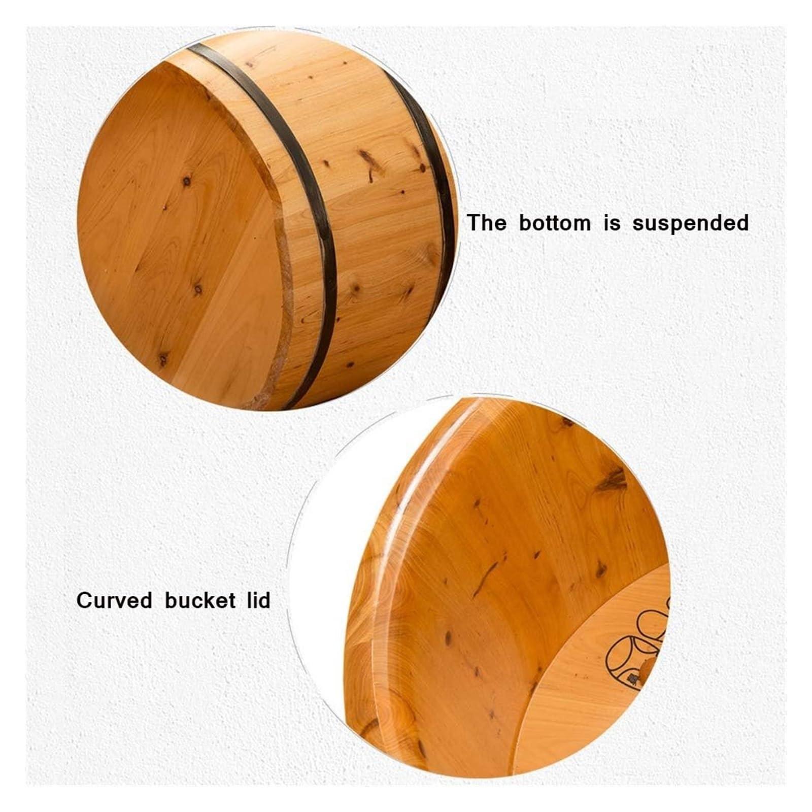 IFGSIWRIJIKWJJEA Wooden Foot Basin,Wood Foot Tub, Wooden Foot Basin Solid Wood Foot Tub,Cedar Foot Bath Barrel,Pedicure Bowl Spa Massage Cedar Pedicure Barrels, (Color : with Lid) (with Lid)