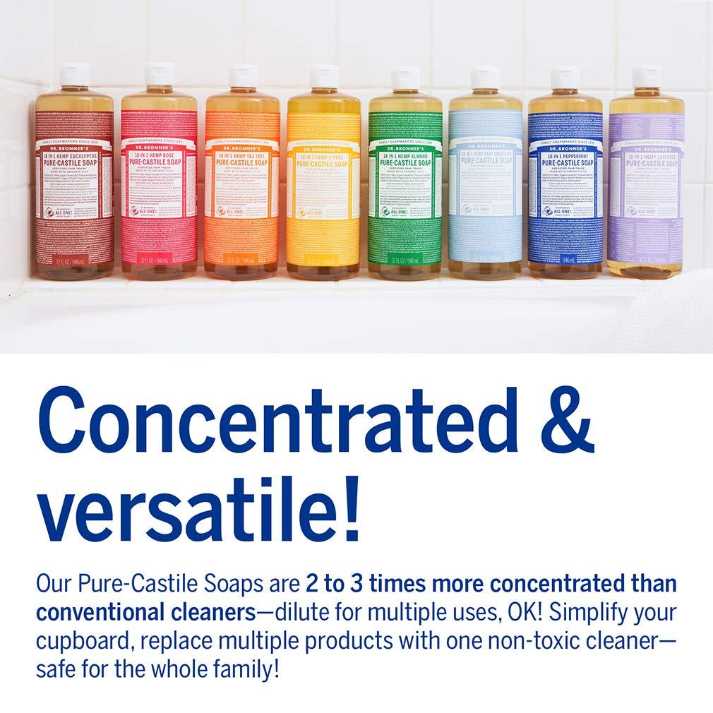 Dr. Bronner's Dr. Bronner's - Pure-Castile Liquid Soap (32 Ounce Variety 3-Pack) Peppermint, Baby Unscented, Lavender - Made with Organic Oils, 18-in-1 Uses: Face, Body, Hair, Laundry, Concentrated, Vegan