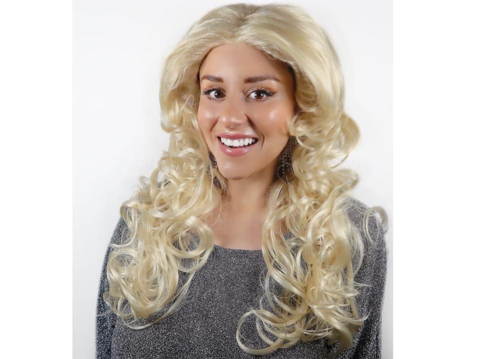 Maxwigs New Dolly Parton color BLONDE - Enigma Wigs Wynonna Judd Country Girl Singer Big Hair 1990s Party Womens Peluca Bundle MaxWigs Costume Wig Care Guide