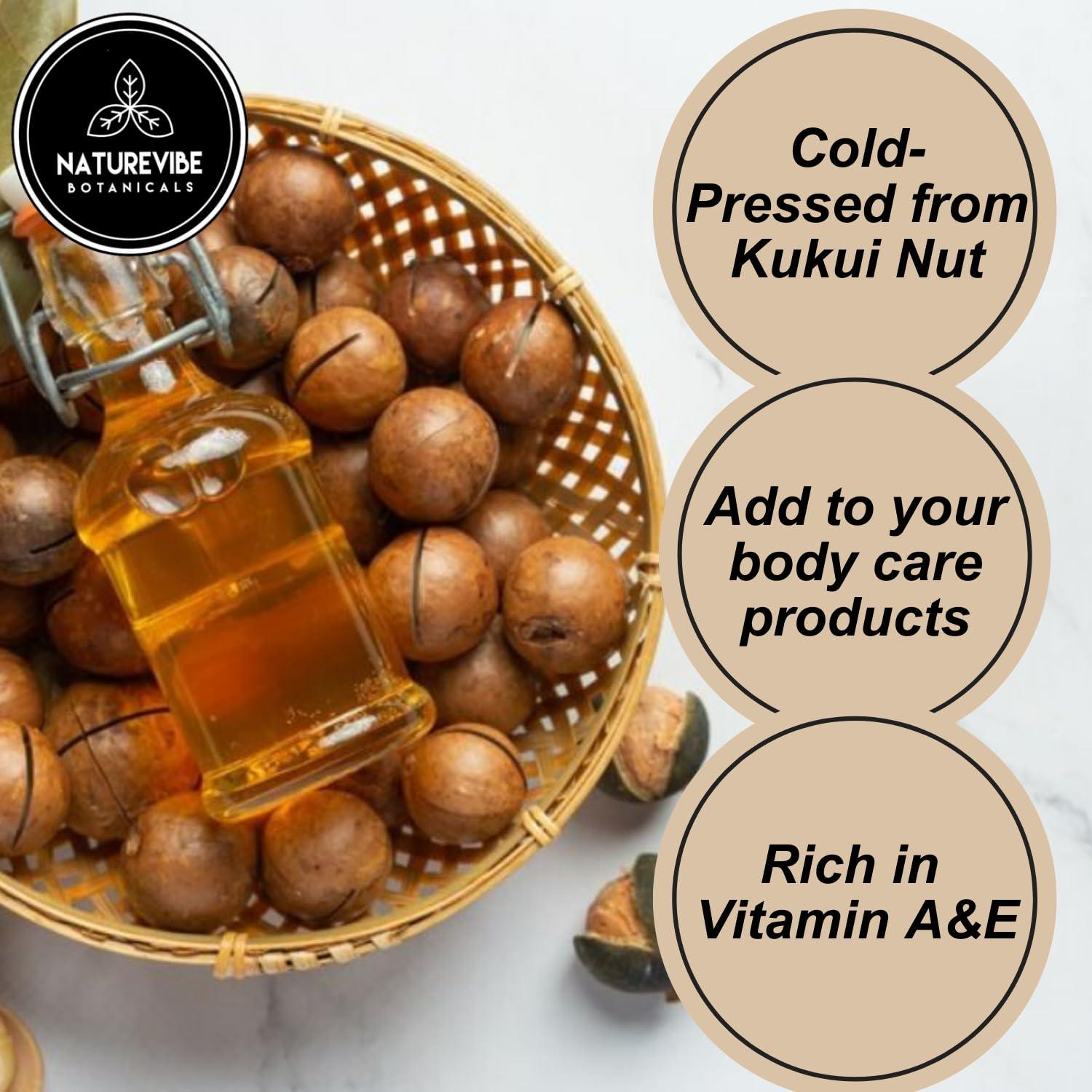 Naturevibe Botanicals Naturevibe Botanicals Kukui Nut Oil 32 Ounces | 100% Pure and Natural | Great for Skin Care and Hair Care