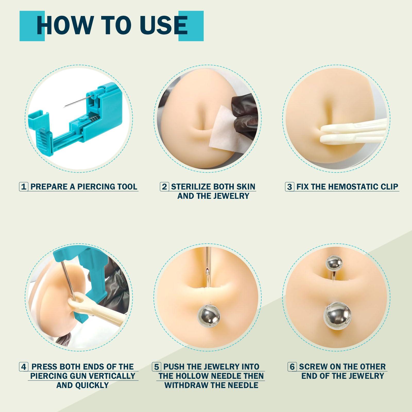 Beautidots Beautidots 14G 16G 20G Body Piercing Kit for Belly Button/Lip/Tongue/Ear/Nose/Eyebrow/Nipple Piercing Gun Kits Safe Body Piercing Needle Tools for Women Men