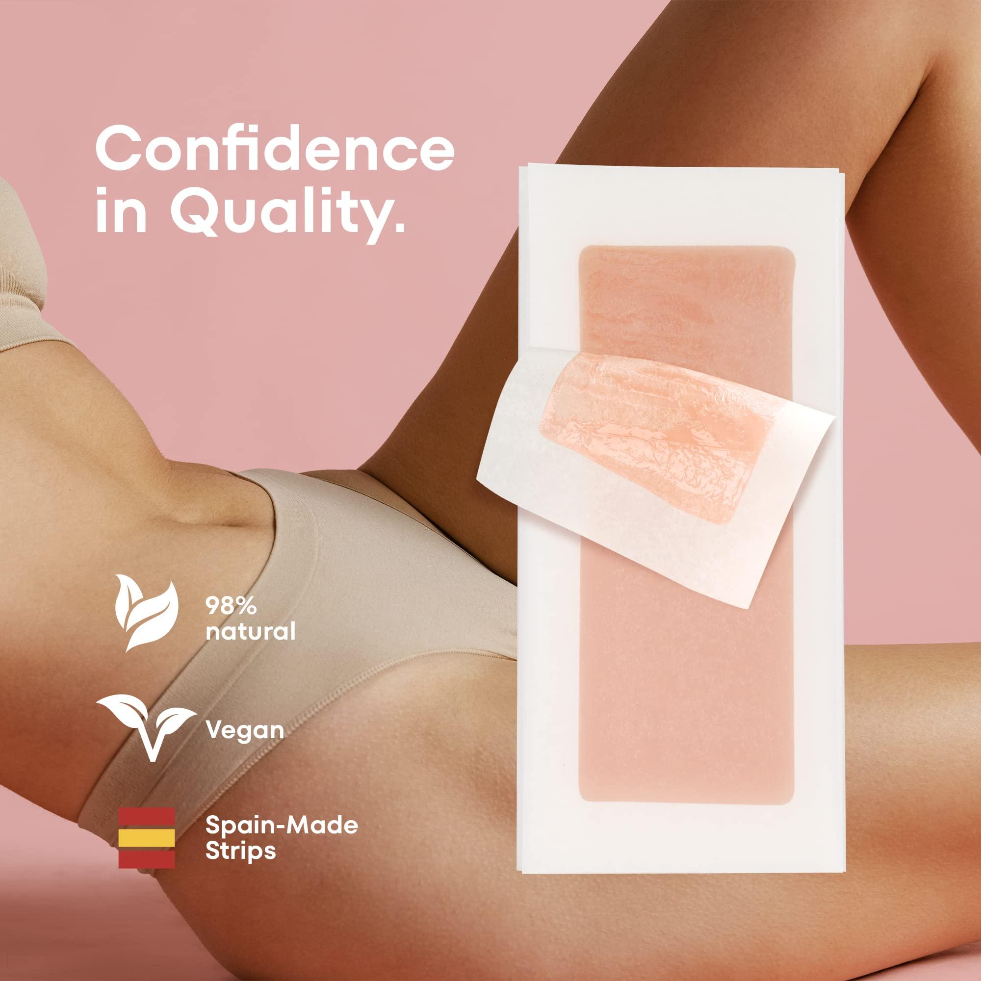 irreshine Wax Strips Hair Removal for Women: Natural Home & Travel Brazilian Body Waxing Strip for Bikini Armpit Leg - Vegan & Sensitive Skin Friendly, 40 Ct With Wipes