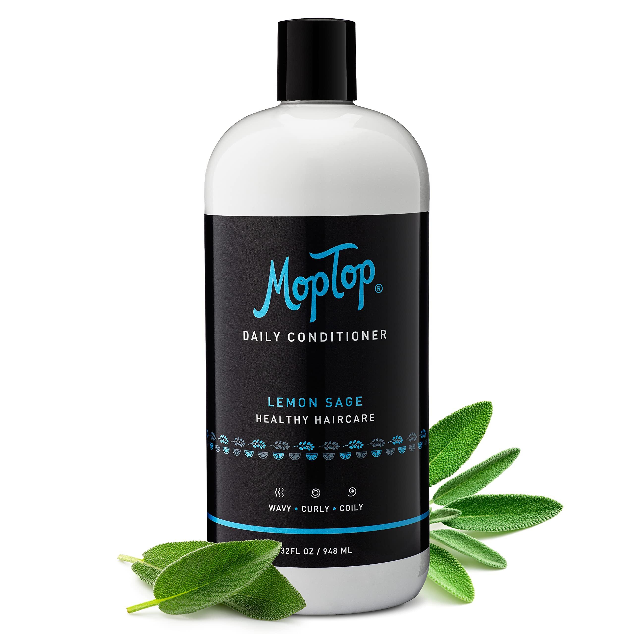 MopTop MopTop Salon Daily Conditioner  Color Safe Salon Quality Hair Moisturizer to Restore Dry, Damaged Hair & Reduce Frizz, Sulfate & Paraben Free Hair Care for All Hair Types (Lemon Sage, 32oz)