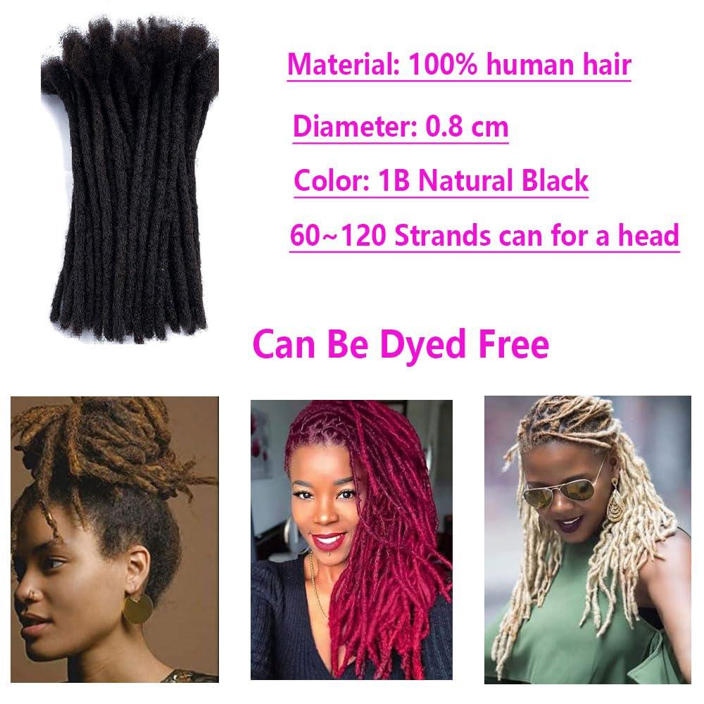 Kbeth Kbeth 0.6cm Diameter Loc Extension 100% Human Hair Dreadlock Extensions for Man/Women Full Head Handmade loc Extensions Bundles Can Be Dyed Bleached Curled and Twisted 0.6cm 10 Inch 10 Strands