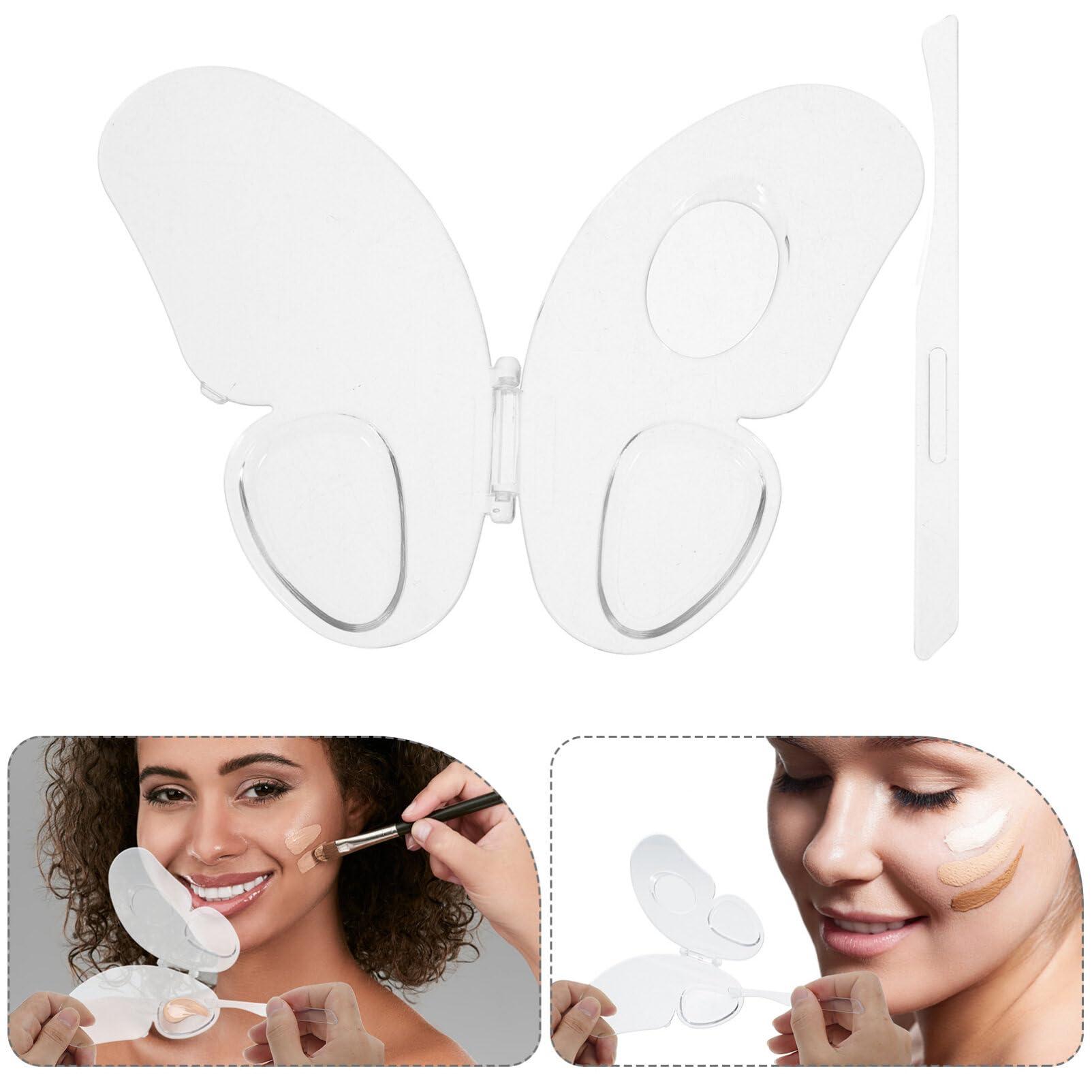 Healeved Healeved Acrylic Makeup Mixing Palette Clear Foundation Mixing Board with Spatula Makeup Mixing Tray for Liquid Makeup Cosmetic Pigment Mixing