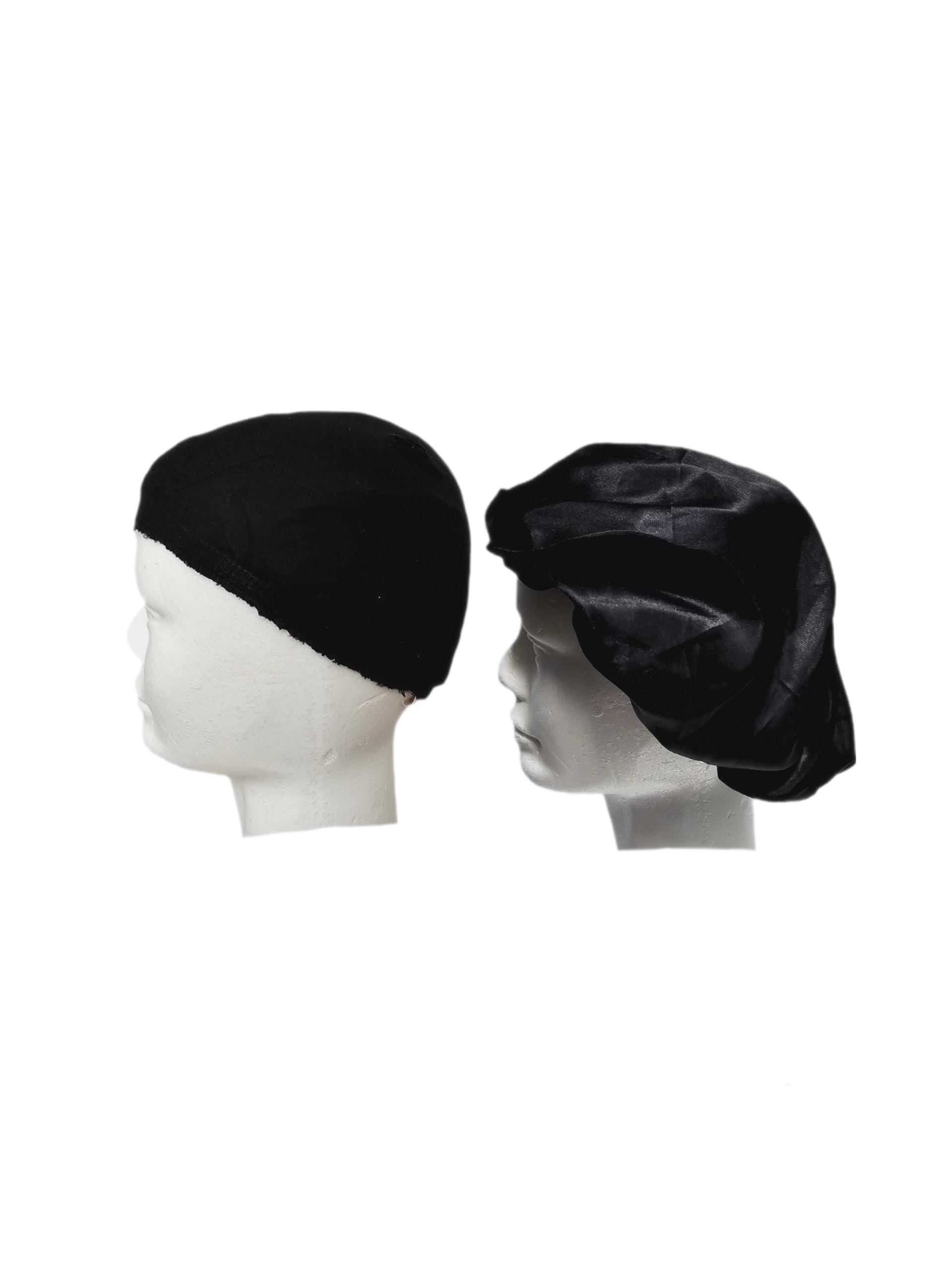 Revealed Pearl Satin lined wig cap, wig cap, wig cap for lace wig (Black)