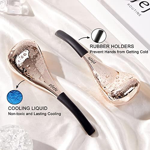 pfefe Pfefe Cryo Sticks for Face, Ice Globes Cryo Globes for Facials, Esthetician Supplies Gifts, Unbreakable Stainless Steel Ice Roller Cooling Spa Balls with Storage Case