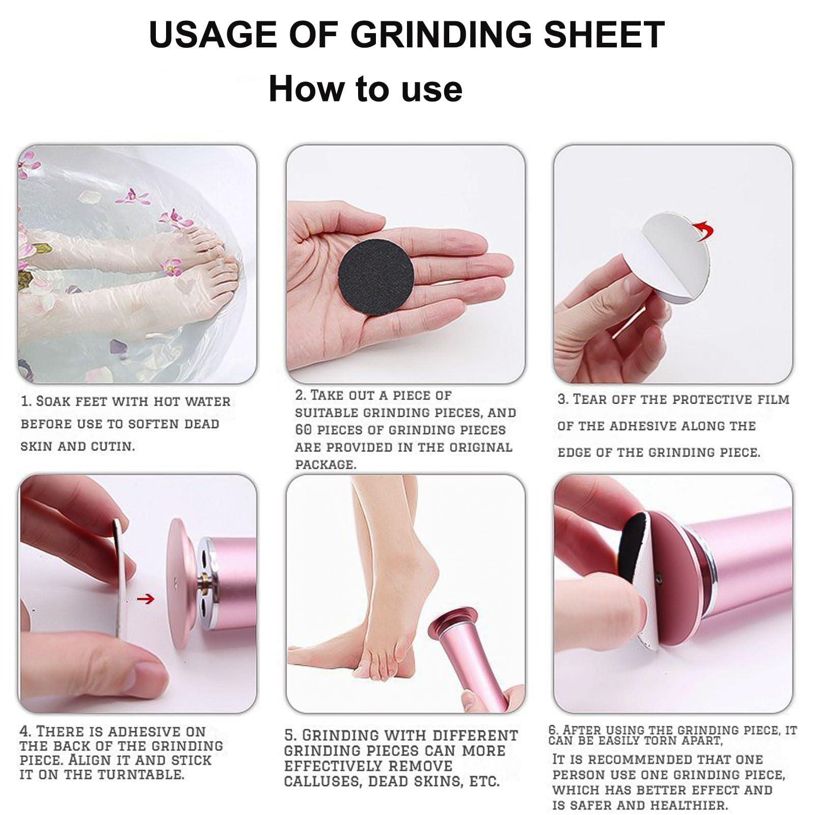 Generic Dermave Electric Foot Callus Remover, 360 Rotation Adjustable Speed Electric Foot File Pedicure Tool, Foot Electric Callus Remover with 60pcs Replacement Sandpaper Discs (Gold)