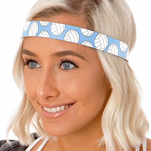 Hipsy Hipsy Adjustable No Slip Volleyball Headbands for Women Gift Packs (Volleyball Mixed Light Blue 3pk)