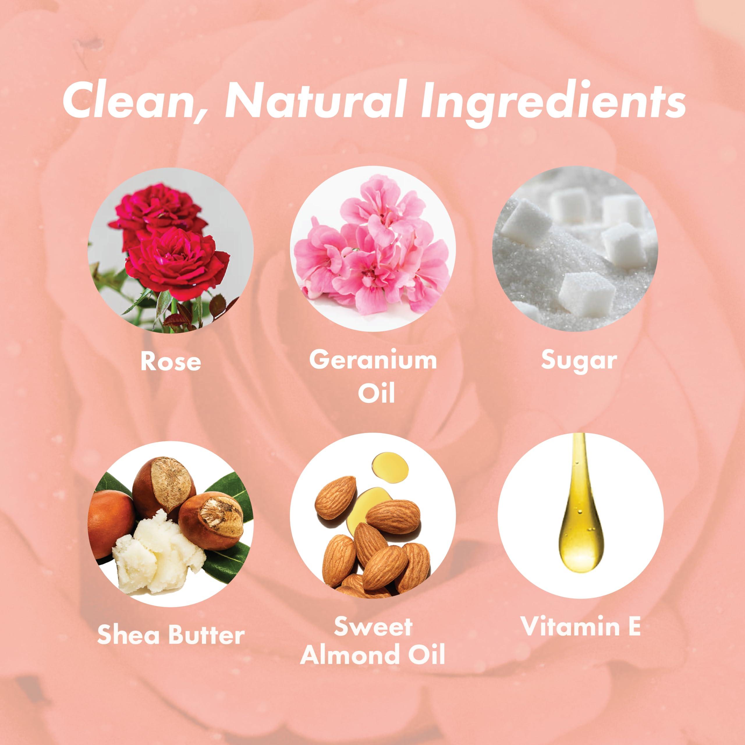 Handmade Heroes Rose Petal Scrub Foot & Body Exfoliator and Lip Scrub Bundle - 100% Natural Vegan Skin Care by Handmade Heroes