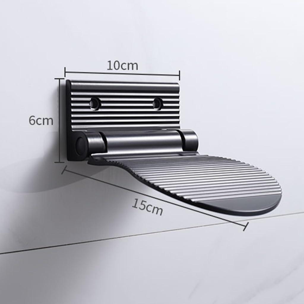 SBOJI Shower Foot Rest, Non-Slip Foot Rest, Aluminum Alloy Shaving Shelf Fold-Up Shower Foot Rest for Shaving Legs Shower (Color : Black)