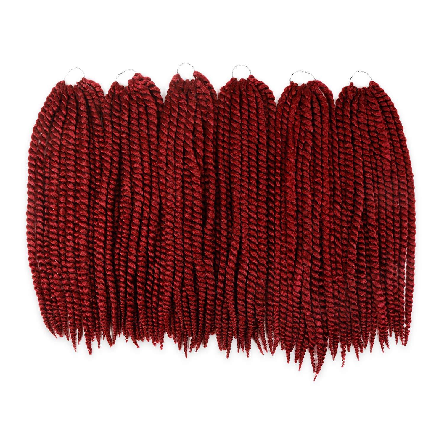 AU-THEN-TIC AU-THEN-TIC Jumbo Senegalese Twist Crochet Hair, 24 Inch, 6 Pack, Synthetic Extensions for Havana and Mambo Twist Styles, (BURG, Burgundy)