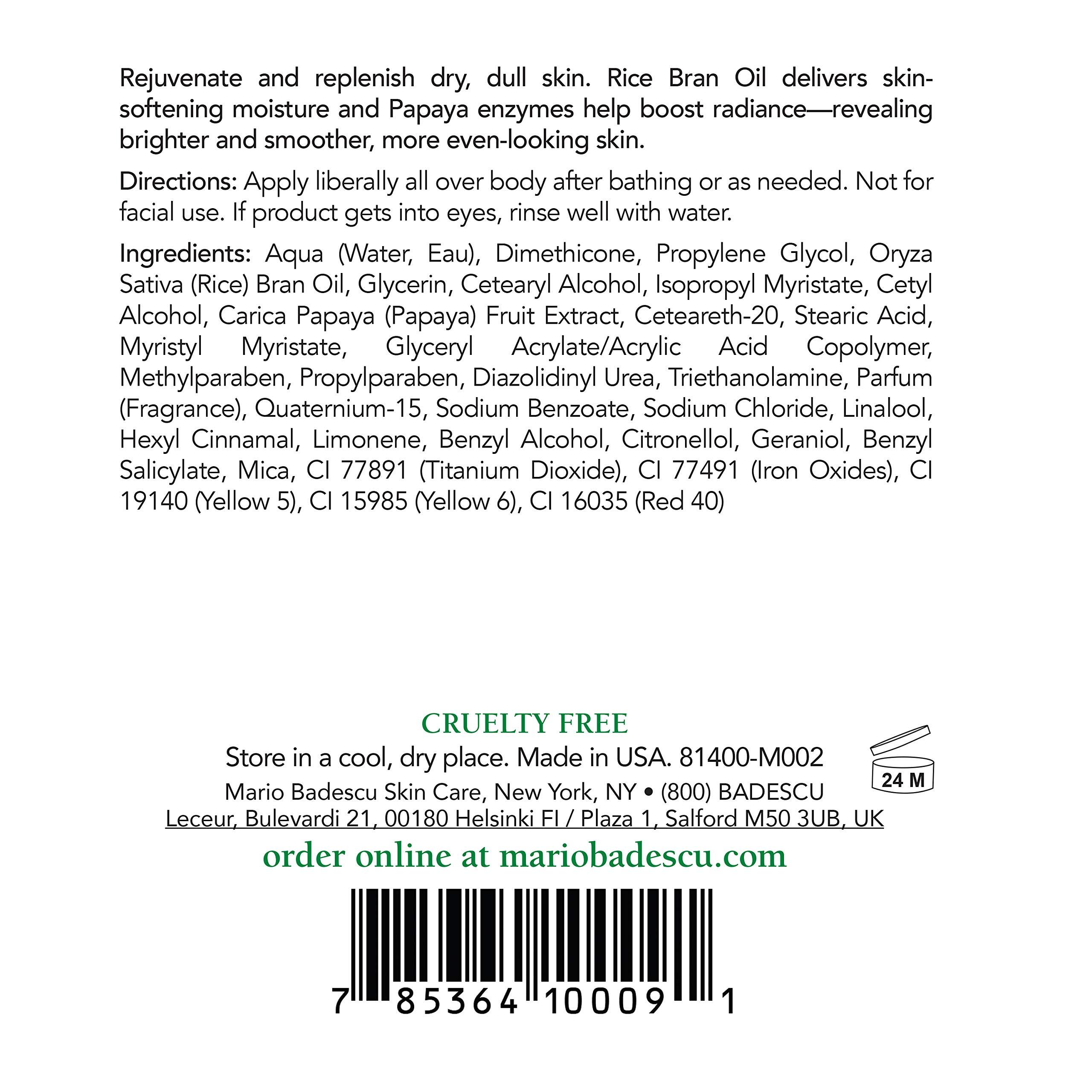 Mario Badescu Mario Badescu Papaya Body Lotion for Women and Men, Rejuvenating and Skin Softening Body Moisturizer with Glycerin - Ideal for All Skin Types, 6 Fl Oz