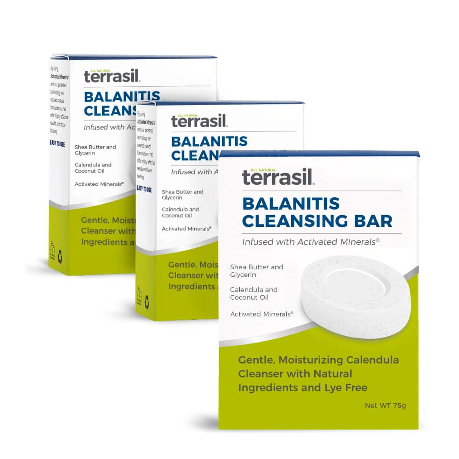 terrasil terrasil Balanitis Soap for Men, Soothing Care and Relief from Balanitis Symptoms: Irritation, Itch, Redness and Inflammation. Natural, Dermatologist tested & Hypoallergenic Soap Approved, 75g (3pk)