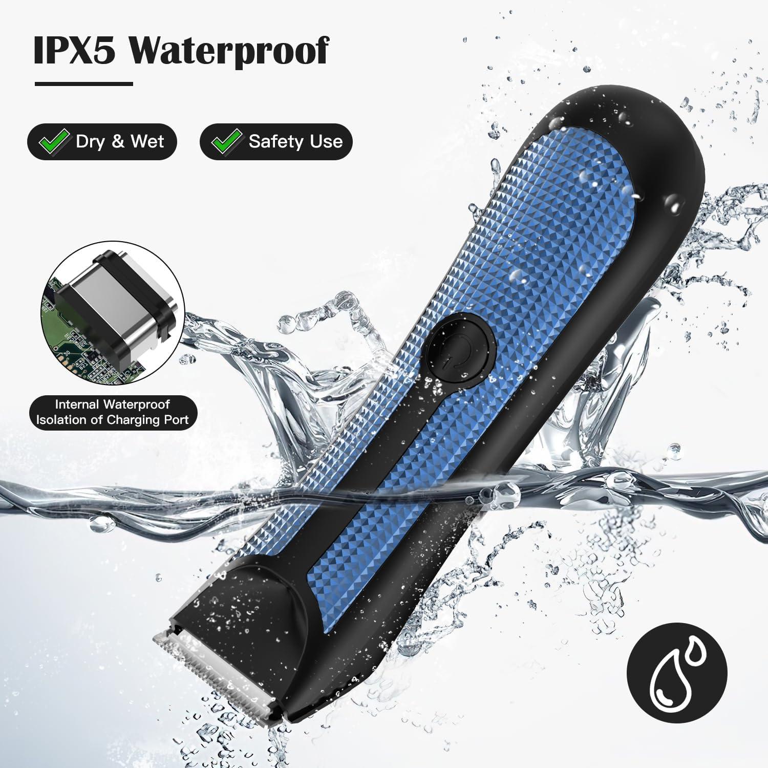 SRS Ball Trimmer Shaver, Waterproof Electric Body Hair Trimmer for Men Women Wet Dry Use, Blue