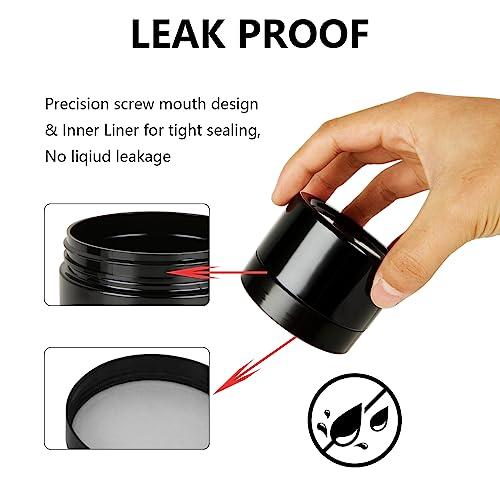 Acrux7 Acrux7 40 Pack 4 oz Black Plastic Jars, Small Round Cosmetic Cream Jars with Lids & Labels, Refillable Plastic Cream Container 120 ml Leak Proof Travel Jars for Creams, Lotion, Body Butter, Body Scrub