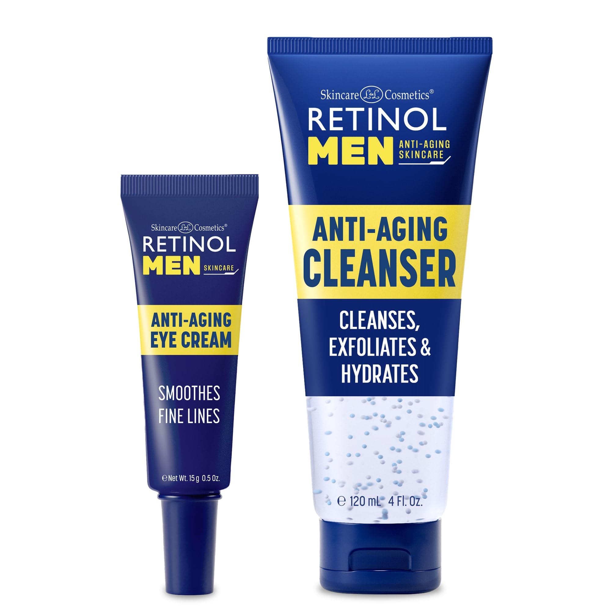 Retinol Retinol Men Eye Cream Reduces Puffiness & Dark Circles, Boost Hydration & Minimize Visible Signs of Aging Men's Gel Cleanser Gently Exfoliates skin for Improved Texture