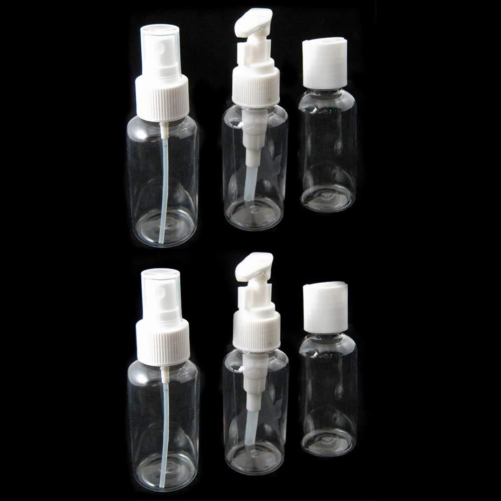 AllTopBargains AllTopBargains 6 PCS Clear Plastic Empty Bottles Refillable Travel Size Containers Toiletry Set
