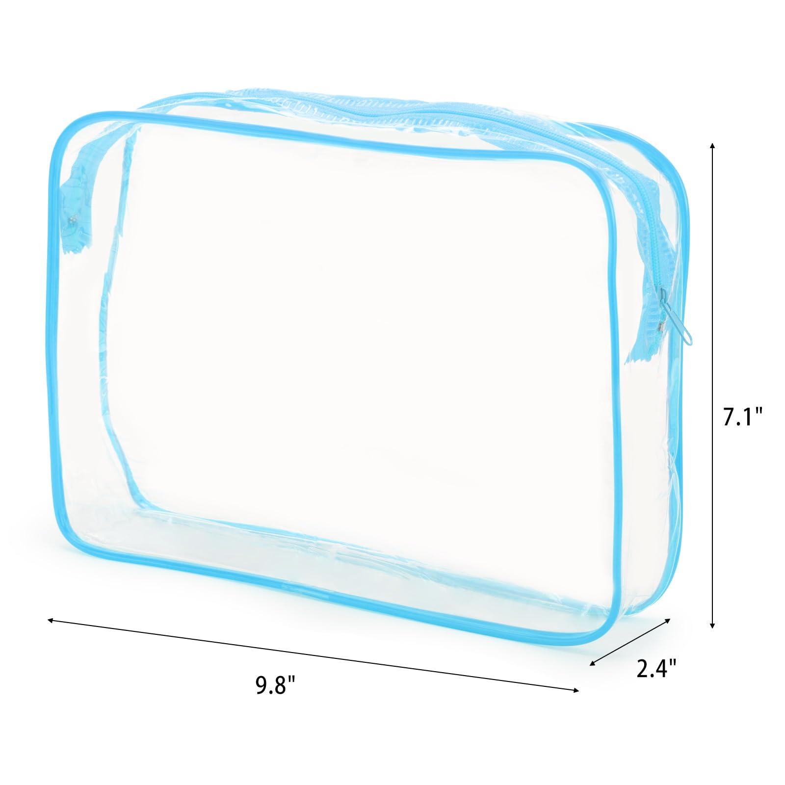 Tbestmax Tbestmax 10 Pack Clear Cosmetic Bags Makeup Bags Portable Waterproof TSA Approved Travel Toiletry Bags Large Organizer Blue, 9.8\" x 7.1\" x 2.4\"