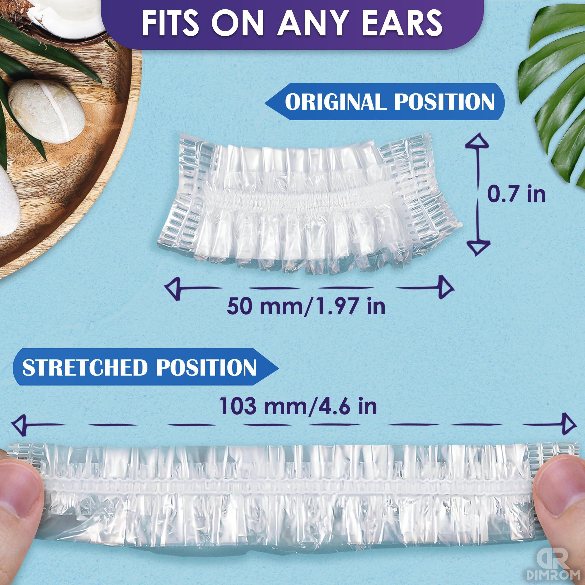 DIMROM 200 Pack Ear Covers for Shower - Disposable Ear Covers for Hair Dye Shower Ear Covers Ear Shower Caps for Adults - Ear Caps for Shower Plastic Ear Covers for Showering Waterproof Ear Covers for Shower