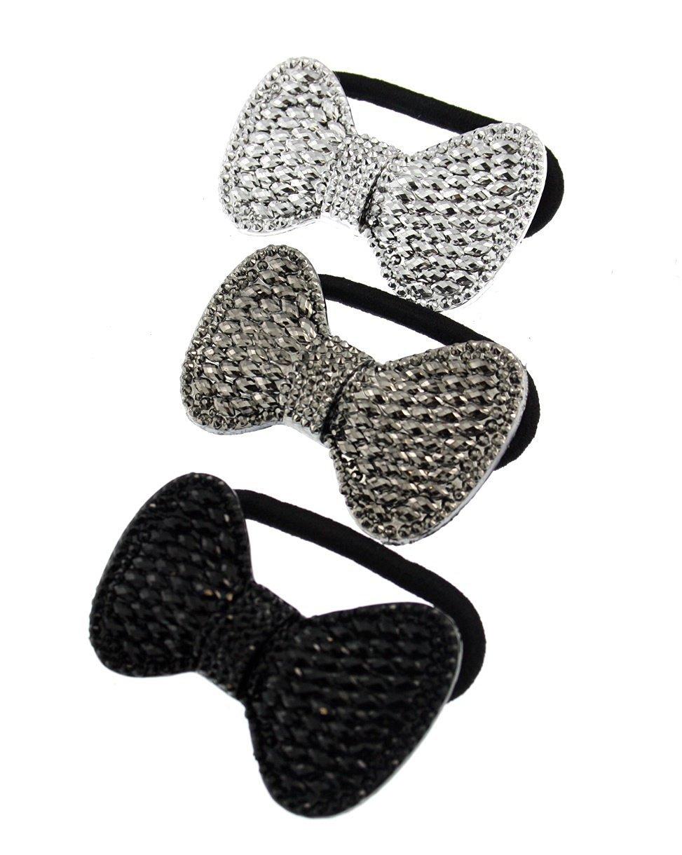 Zac\'s Alter Ego Zac\'s Alter Ego Set Of 3 Shiny Stone Patterned Motif On Elastic Elasticated Large Bow