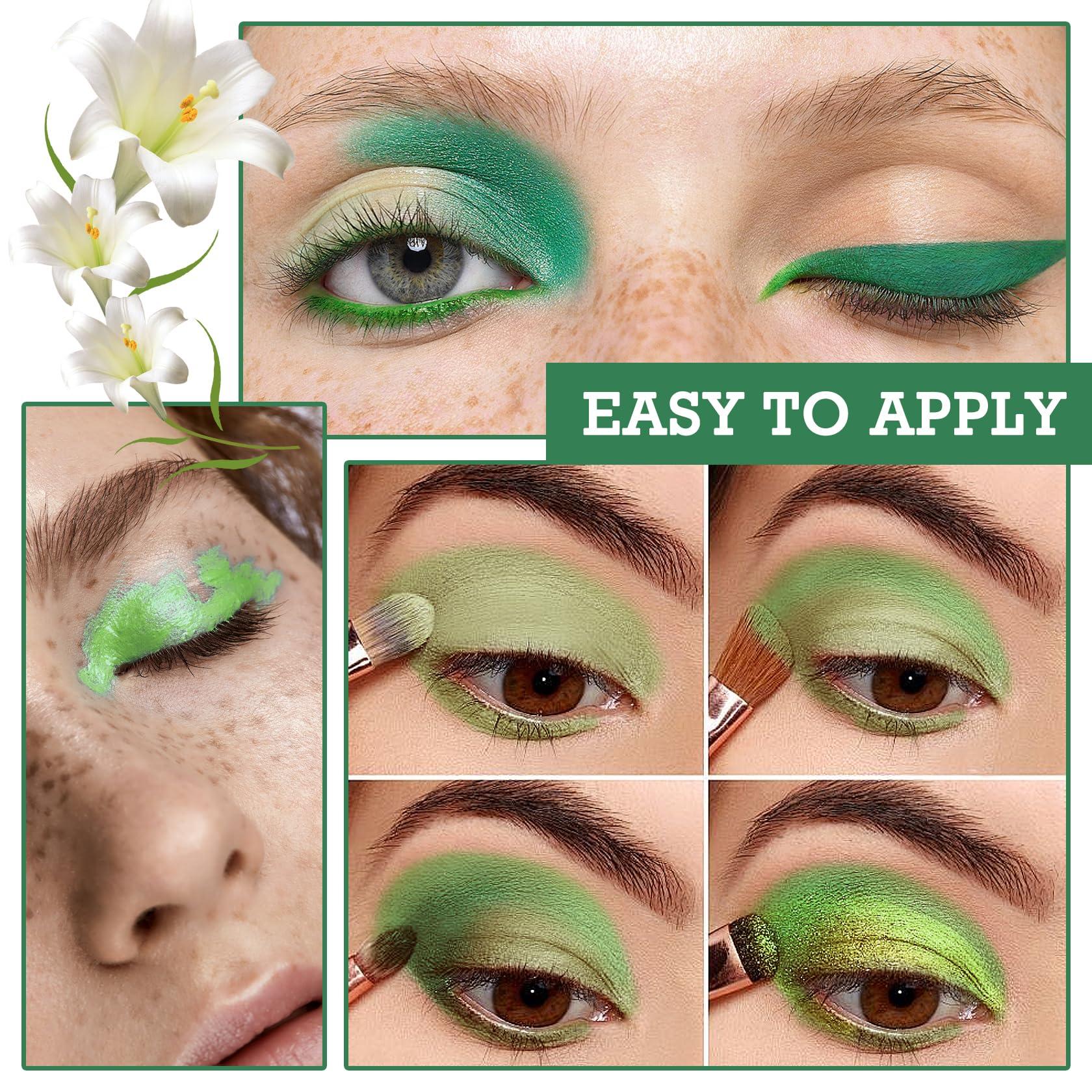 XMXueMei Green Glitter Eyeshadow Palette,9 Colors Matte Waterproof Eyeshadow Makeup Pallete,Blendabale Long Lasting Highly Pigmented Shimmer Eye Shadow Palette Green Christmas Party Halloween Daily Makeup