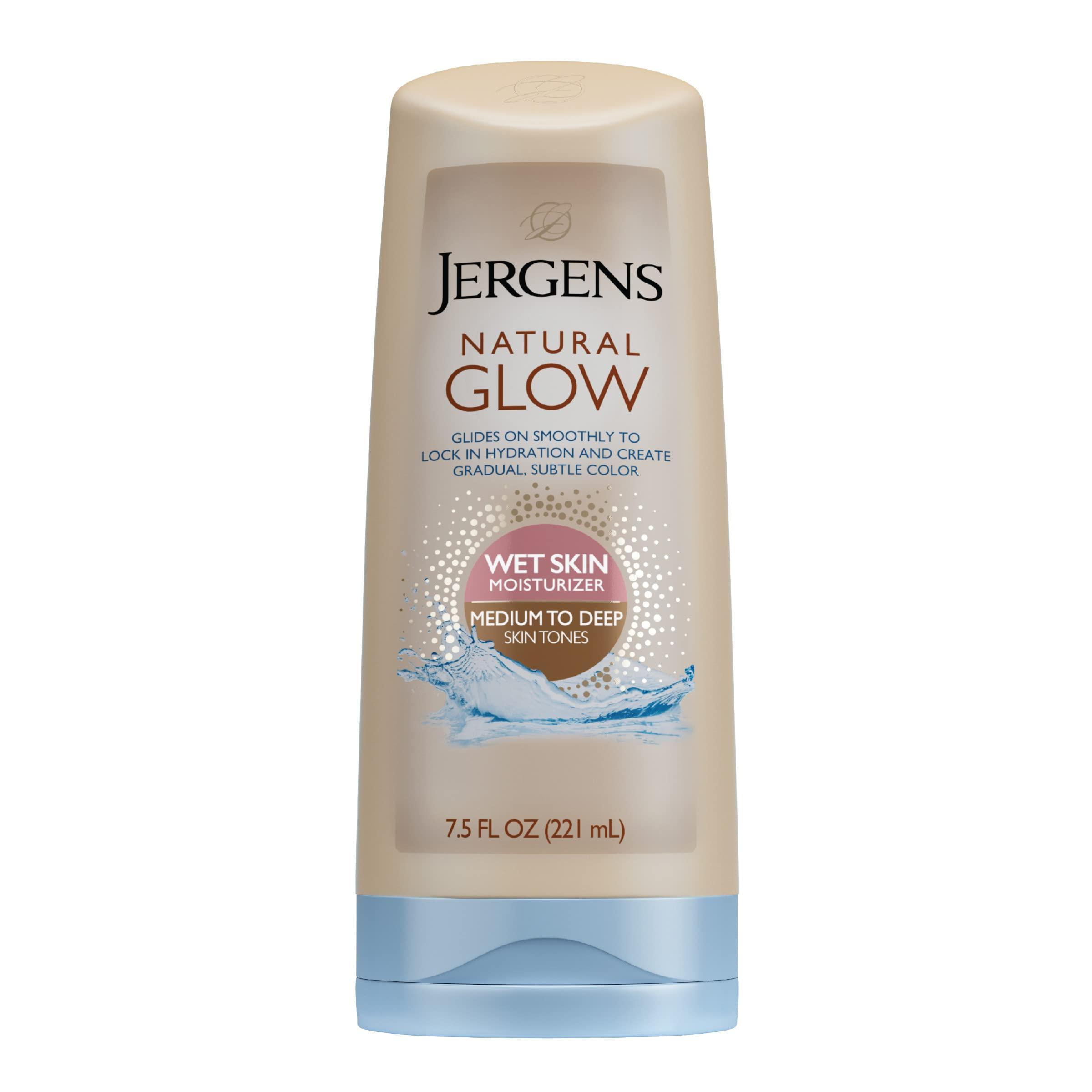 Jergens Jergens Natural Glow In Shower Lotion, Self Tanner for Medium to Deep Skin Tone & Natural Glow Instant Sun Body Mousse, Self Tanner for Deep Bronze Tan, Sunless Tanning Body Bronzer