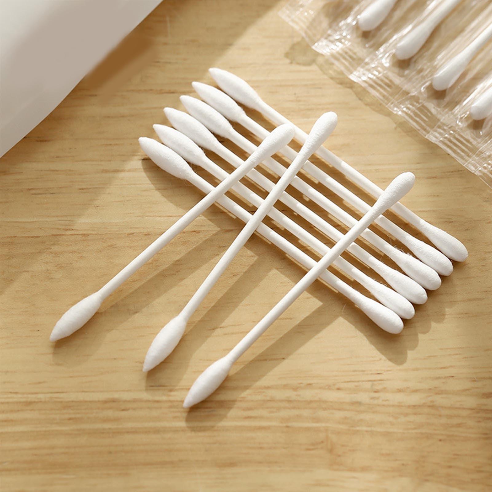 Nurnesy Portable Cotton Swabs Comestic Swabs Makeup Remover Swab Individual Pack Double Tipped Makeup Remover Applicator Soft Cotton Buds for Travel