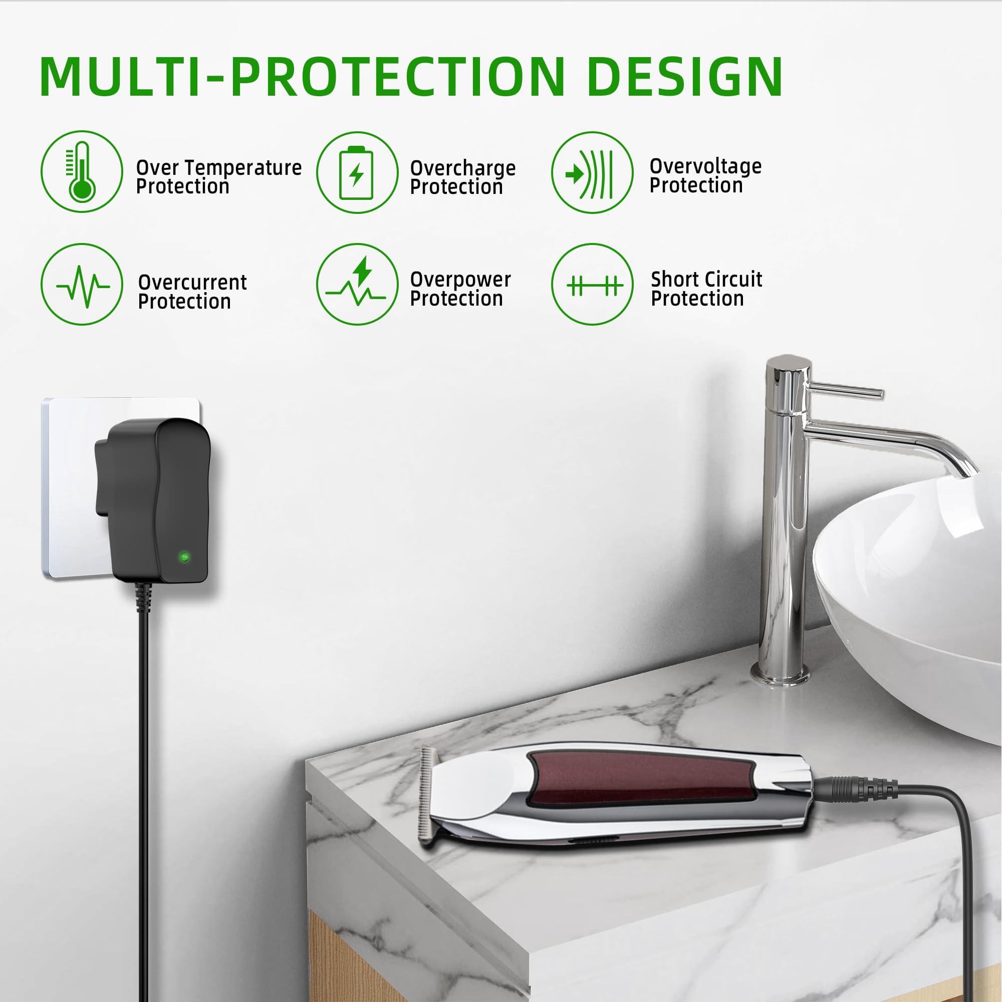 XMHEIRD XMHEIRD AC Adapter for Wahl Beard Trimmer 9685-200 9818 98881 9888L 9916D 9854 8779 9865 79600-2101 9854-600 Grommer Shaver Power Supply Replacement Charger Cord