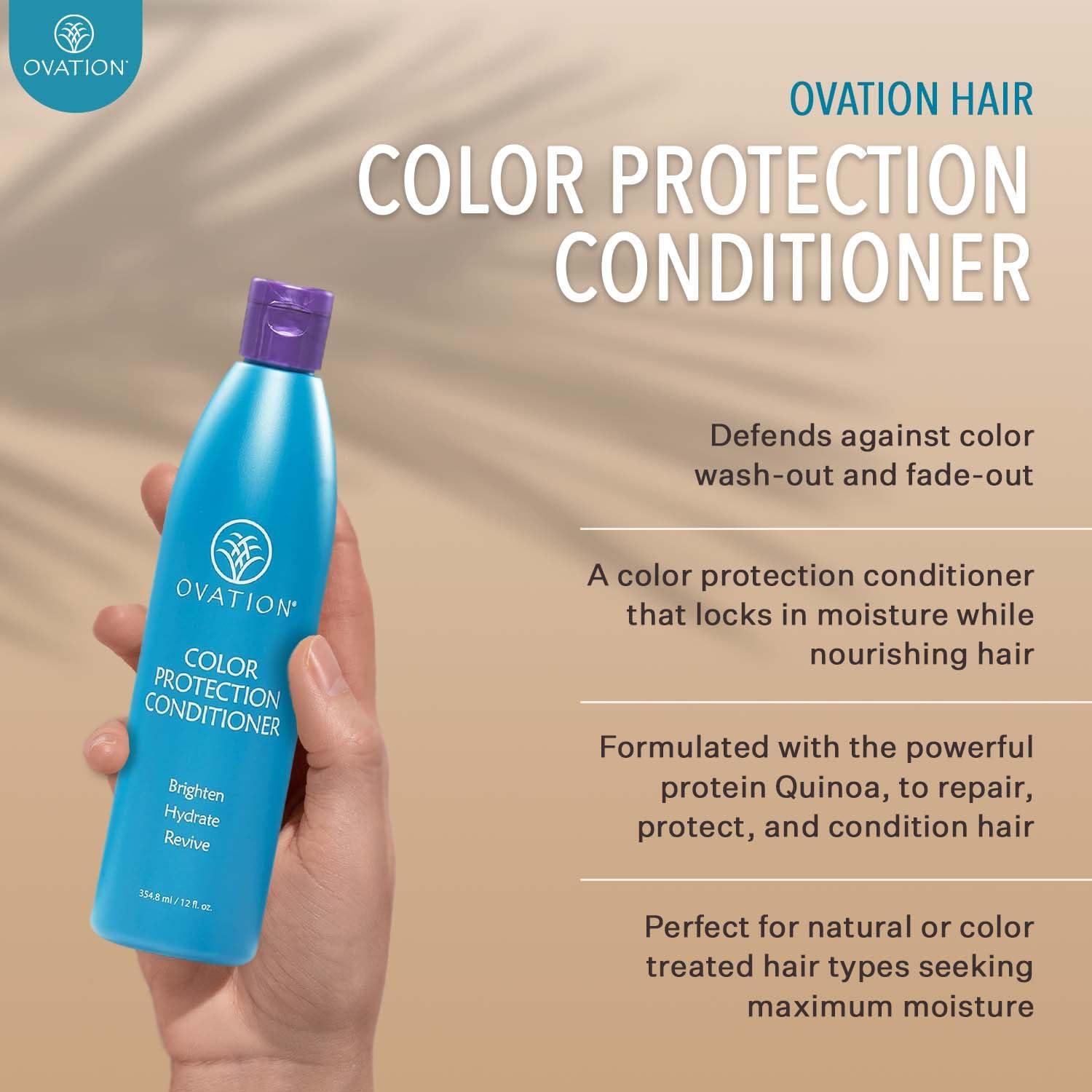 Ovation Hair Ovation Hair 3-Step Bundle for Dry, Color-Treated Hair - with Moisture Shampoo, Cell Therapy Hair Growth & Healthy Scalp Treatment, Color Conditioner - Brighten, Nourish, & Hydrate Dyed/Bleached Hair