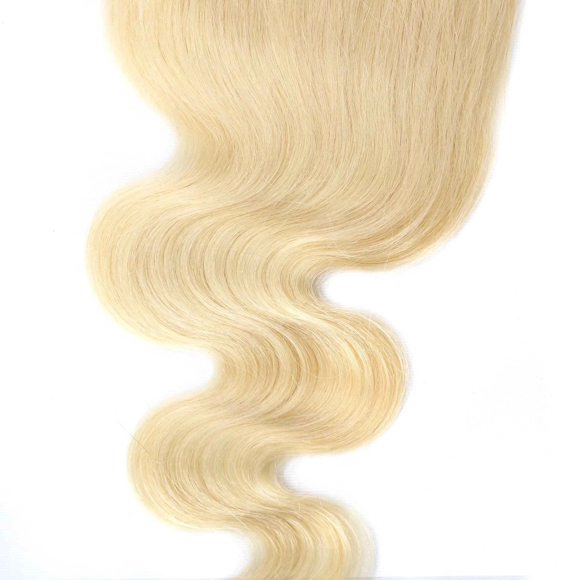 SVOSVA Lace Closure Unprocessed Body Wave Virgin Human Hair High Density 4x4 16inch Lace Closure Blonde Pre Plucked with Baby Hair Transparent Lace Natural Hairline