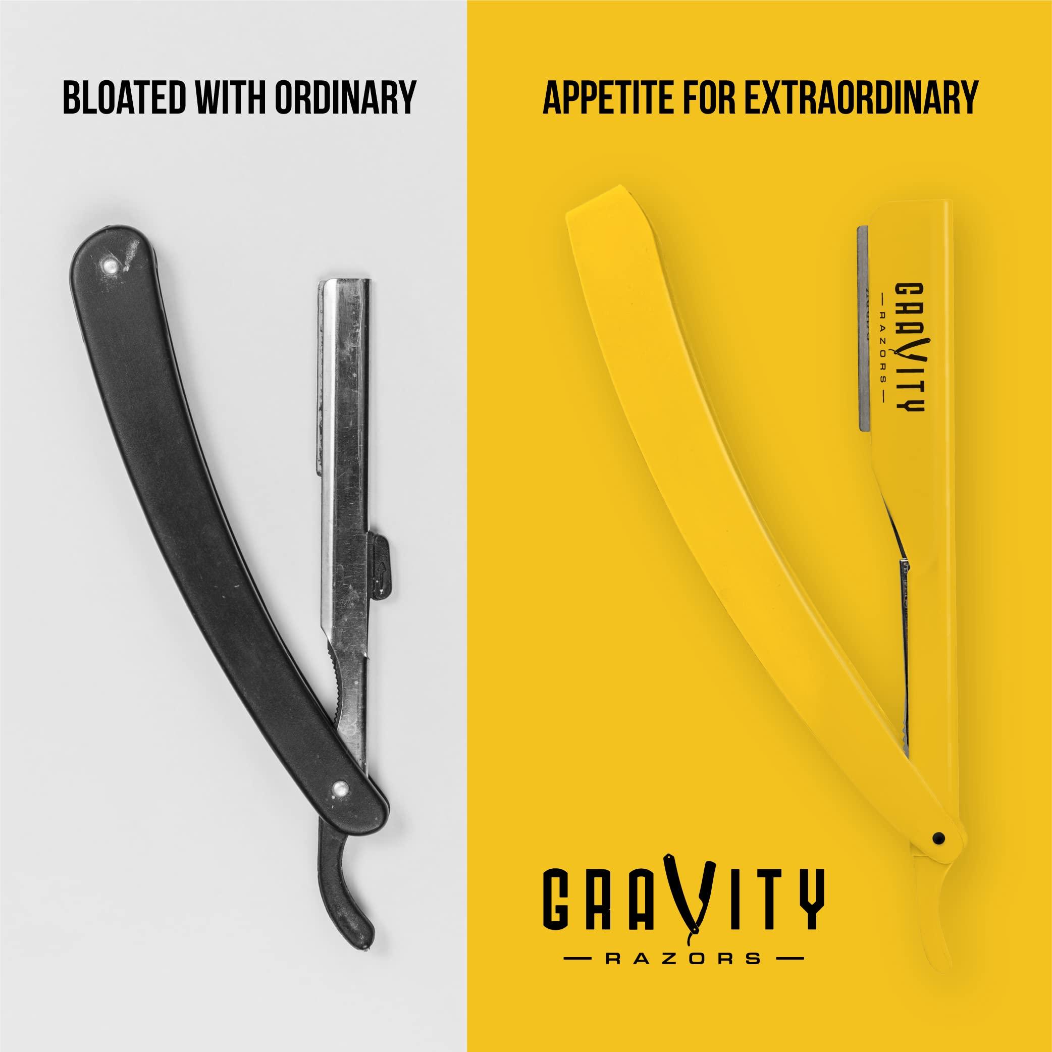 GRAVITY RAZORS Professional Straight Razor - Ultra Exposed Straight Razor Kit with 10 Gravity Premium Blades, 2mm Exposed ("The OG")