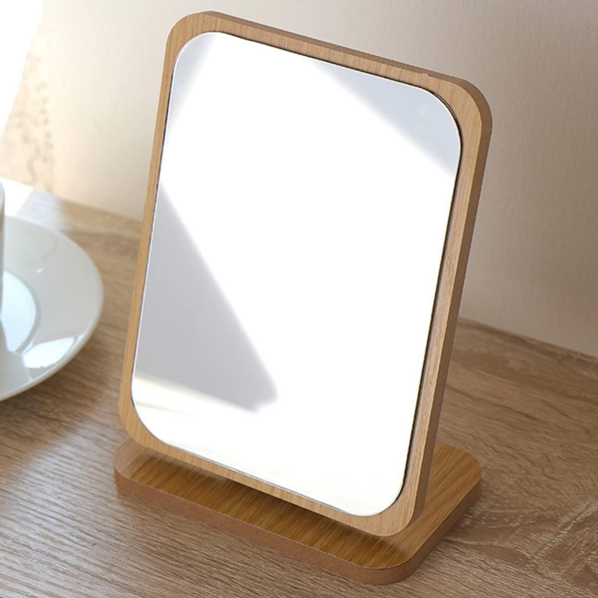 WOONEKY WOONEKY Vanity Mirror Small Mirror with Stand Foldable Mirror Rectangle Table Mirror Portable Makeup Mirror Standing Mirror True Mirror Foldable Dining Table Movable Makeup Mirror Wooden
