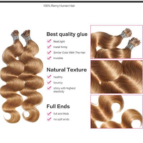 Drasawee Drasawee Pre Bonded I Tip Hair Extensions Human Hair Body Wavy Stick Tip Human Hair Extension Real Human Hair for Women 15'' 100g 613# Bleach Blonde