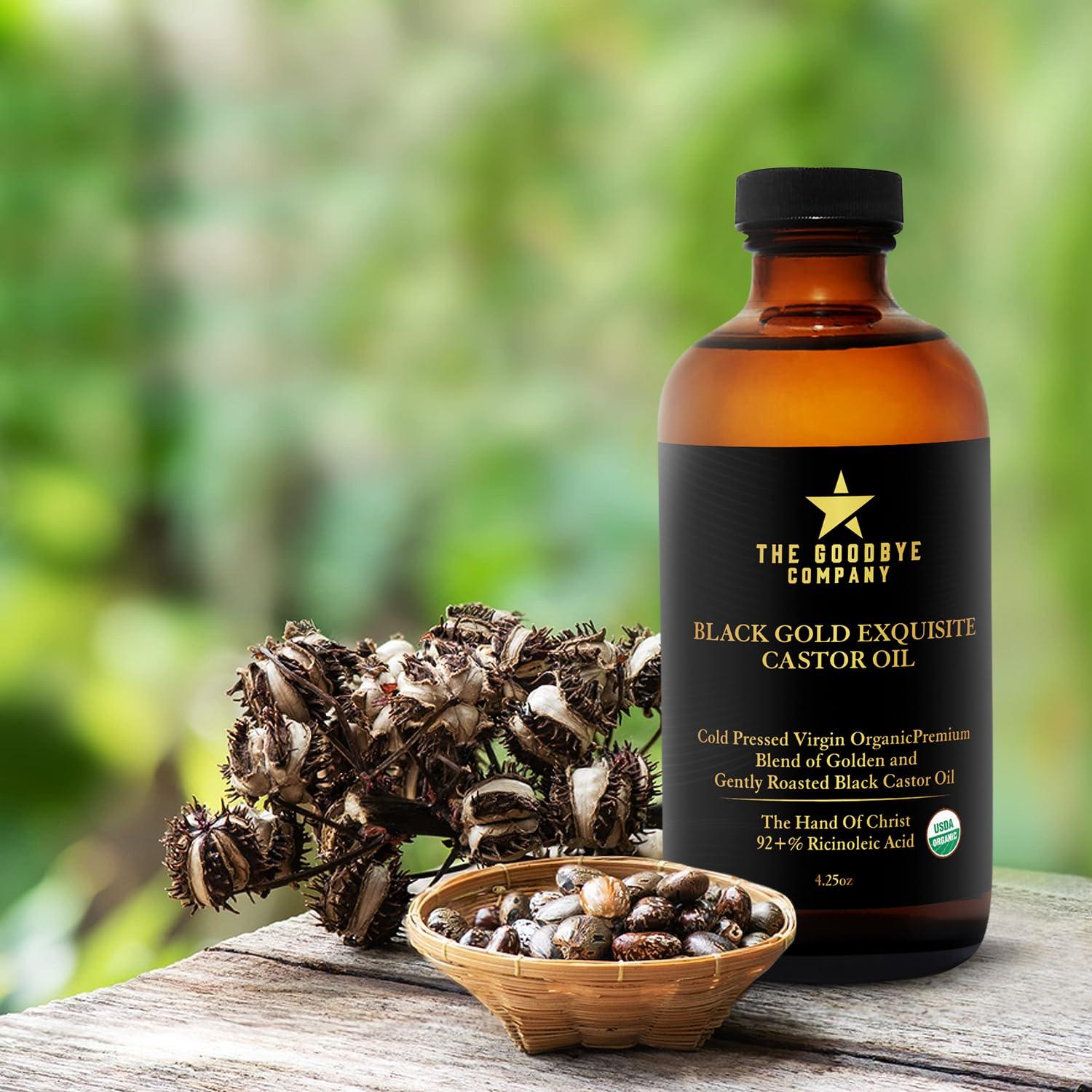 The Goodbye Company The Goodbye Company Jamaican Black & Gold Castor Oil Blend  USDA Organic, Cold-Pressed & Unrefined  Pure Hexane-Free Oil for Hair, Skin, Body, Eyelashes & Eyebrows