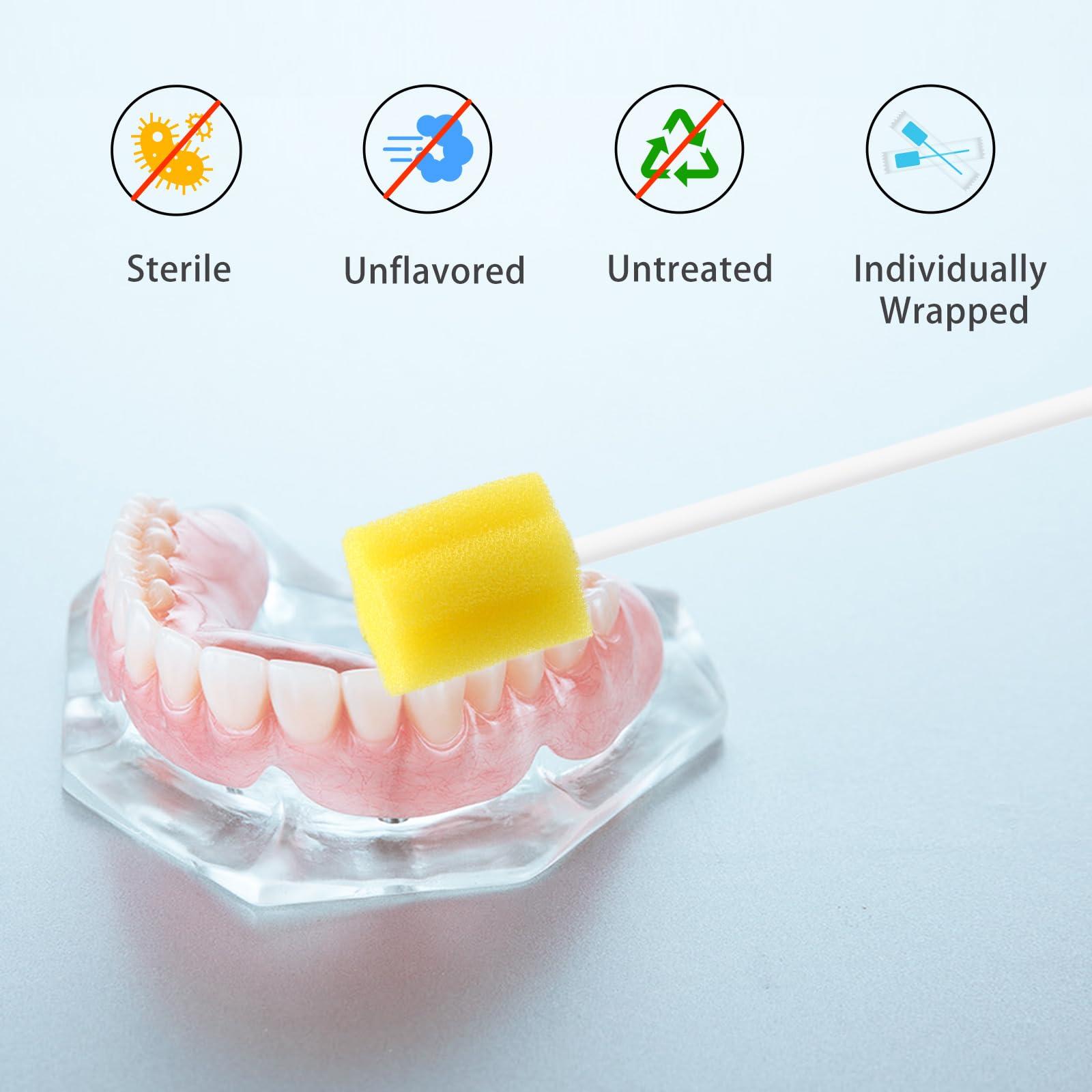 ARGOMAX ARGOMAX Disposable Mouth Swabs, Paper Stick Oral Swabs, Individually Wrapped Odorless Dental Sponge Swabsticks for Mouth & Gum Cleaning, Plum Flower-Yellow-50PCS.