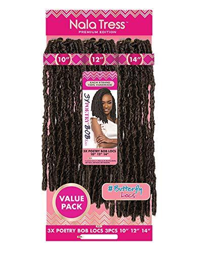 Janet Collection Janet Collection Crochet Braids Nala Tress 3X POETRY BOB LOCS 10" 12" 14" (BUTTERFLY LOCS SERIES) (4)
