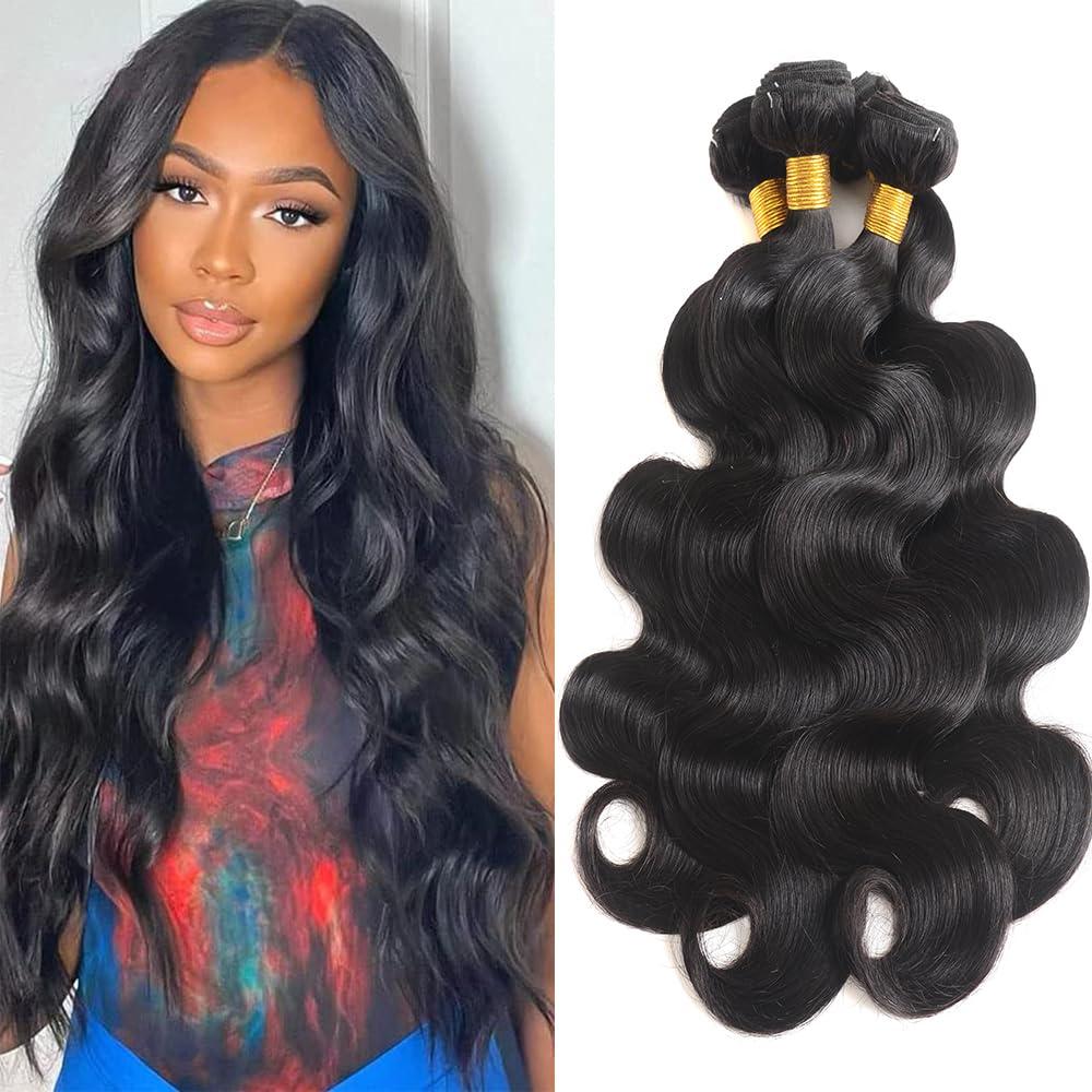 AIMAKER 12A Brazilian Body Wave Human Hair 4 Bundles 18 20 22 24Inch 100% Unprocessed Brazilian Virgin Human Hair Weave Bundles Body Wave Hair Extensions Natural Color