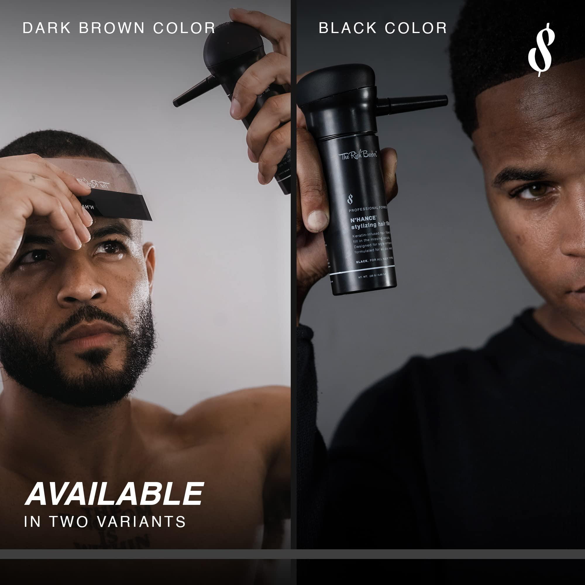The Rich Barber The Rich Barber N'Hance Pro Barber Kit I - Professional 3-in-1 Hair & Beard Styling Set - Keratin-Infused Hair Building Fibers, Applicator Pump, Application Card - Hairline Enhancer & Volumizing Spray