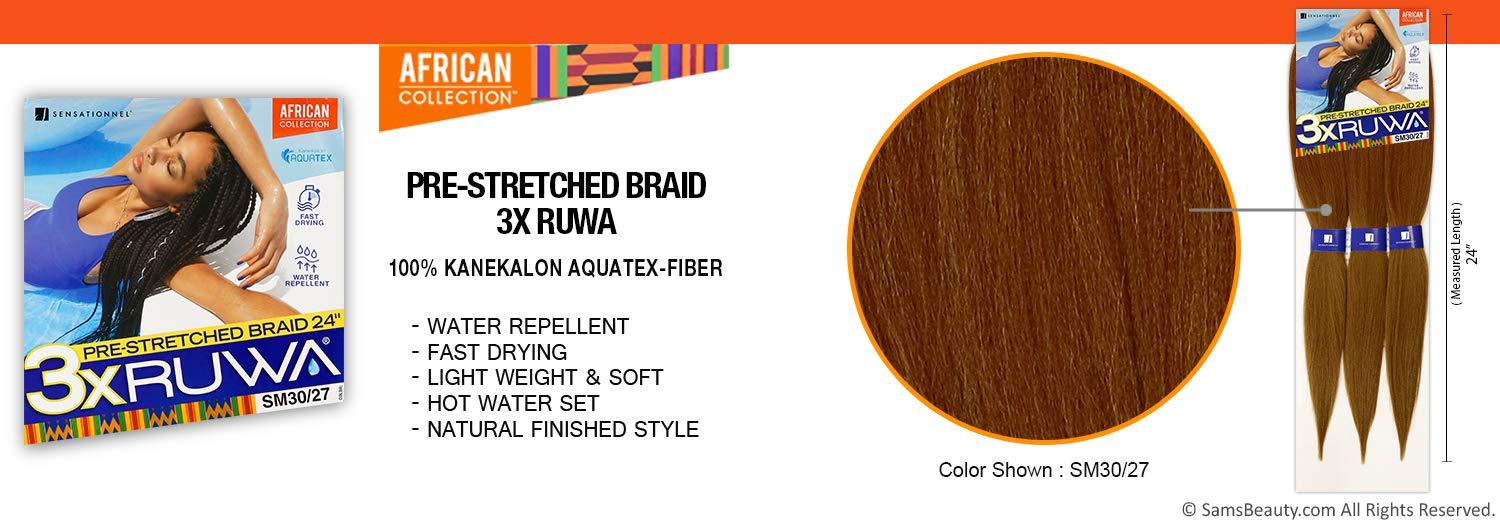 XPRESSION XPRESSION Sensationnel Synthetic Hair Braids 3X Ruwa Pre-Stretched Braid 24\" (7 Packs, SM1B/30)