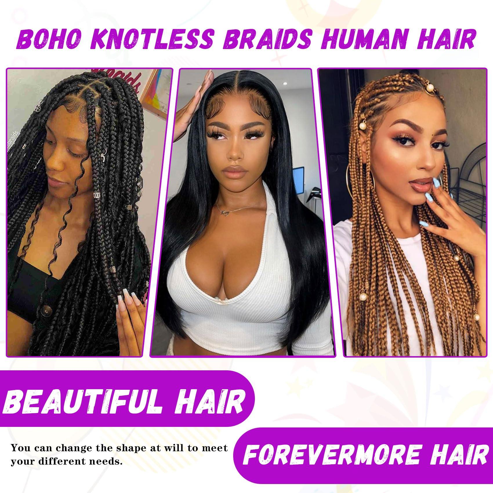 Forevermore Forevermore Water Wave Bulk Human Hair No Weft boho Knotless Braids Human Hair 26 Inch Remy Human Hair For Braiding 2 Bundles Braids Per Pack 100g Micro Braiding Human Hair Wet and Wave Natural Color
