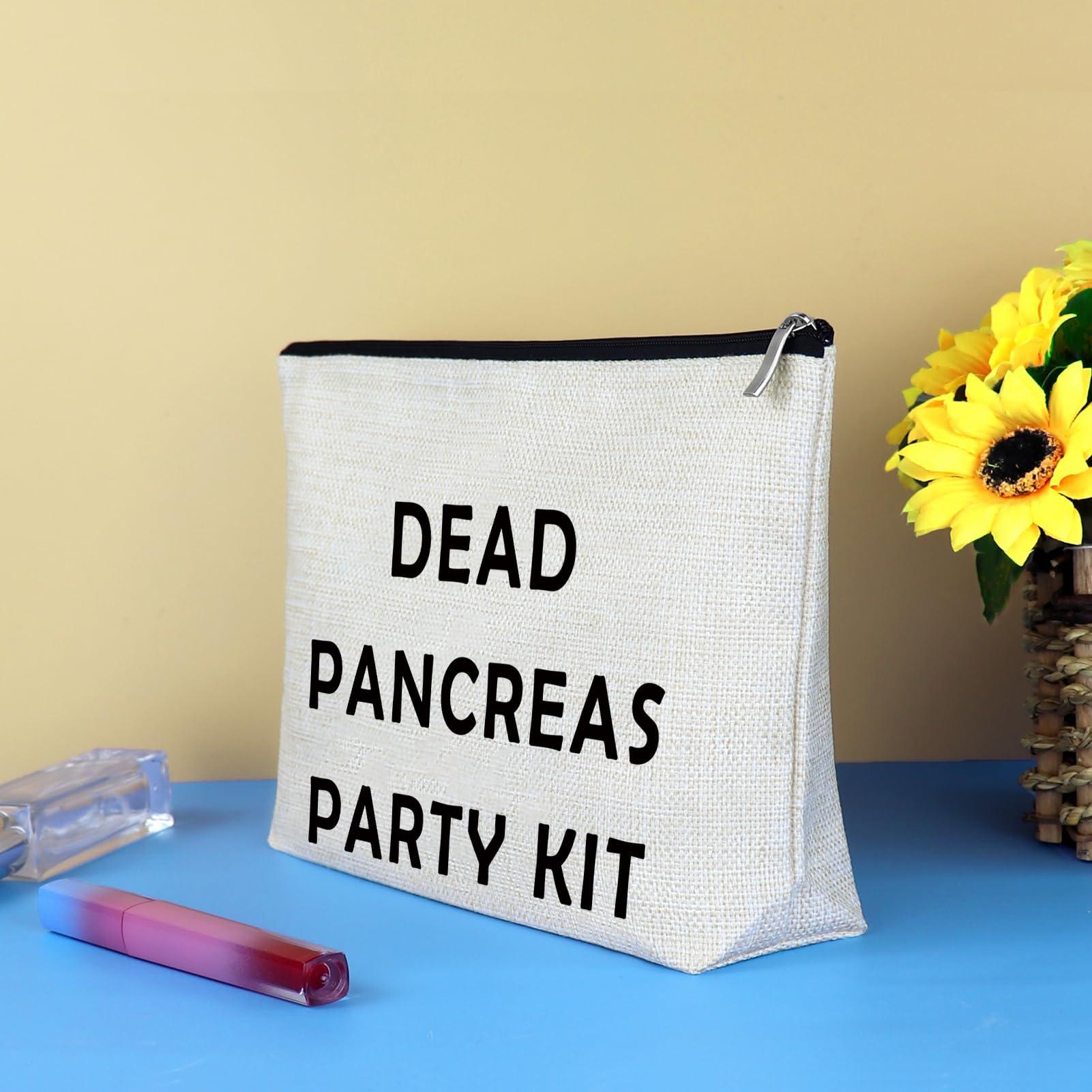 Mikela Diabetic Gifts Dead Pancreas Party Kit Bag Diabetic Travel Bag Pouch Diabetic Gift for Grandma Grandpa Mom Dad Christmas Birthday Gift Diabetic Supplies Makeup Cosmetic Bag Diabetes Awareness Gifts