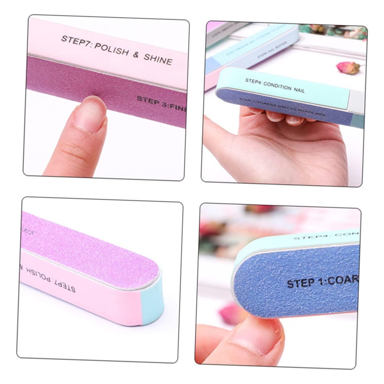 HAPINARY HAPINARY 7-Step Professional Nail Buffer Blocks 6-Sided Nail File Polishing Strip Set for Women Reusable Easy-to-Clean Design