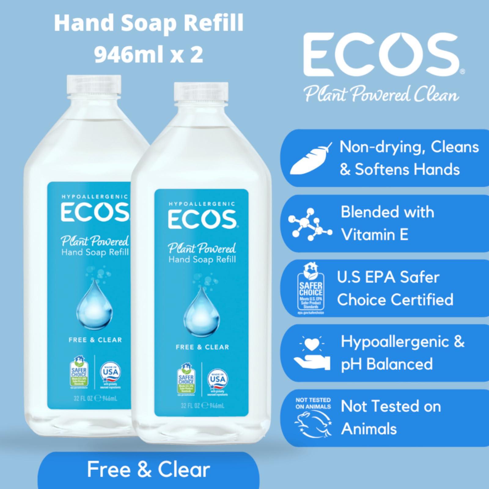 ECOS ECOS Supercharged Squeaky Clean: Free & Clear Refill Hand Soap (2 Pack) | Emphasizes both cleaning power friendliness
