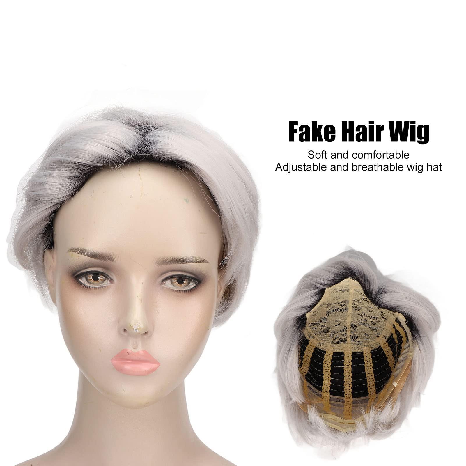 FILFEEL FILFEEL Silver Gray Men Wig, Fashion Short Curly Gray Gloomy Flaxen Men Wigs Looking Synthetic Hair Wig