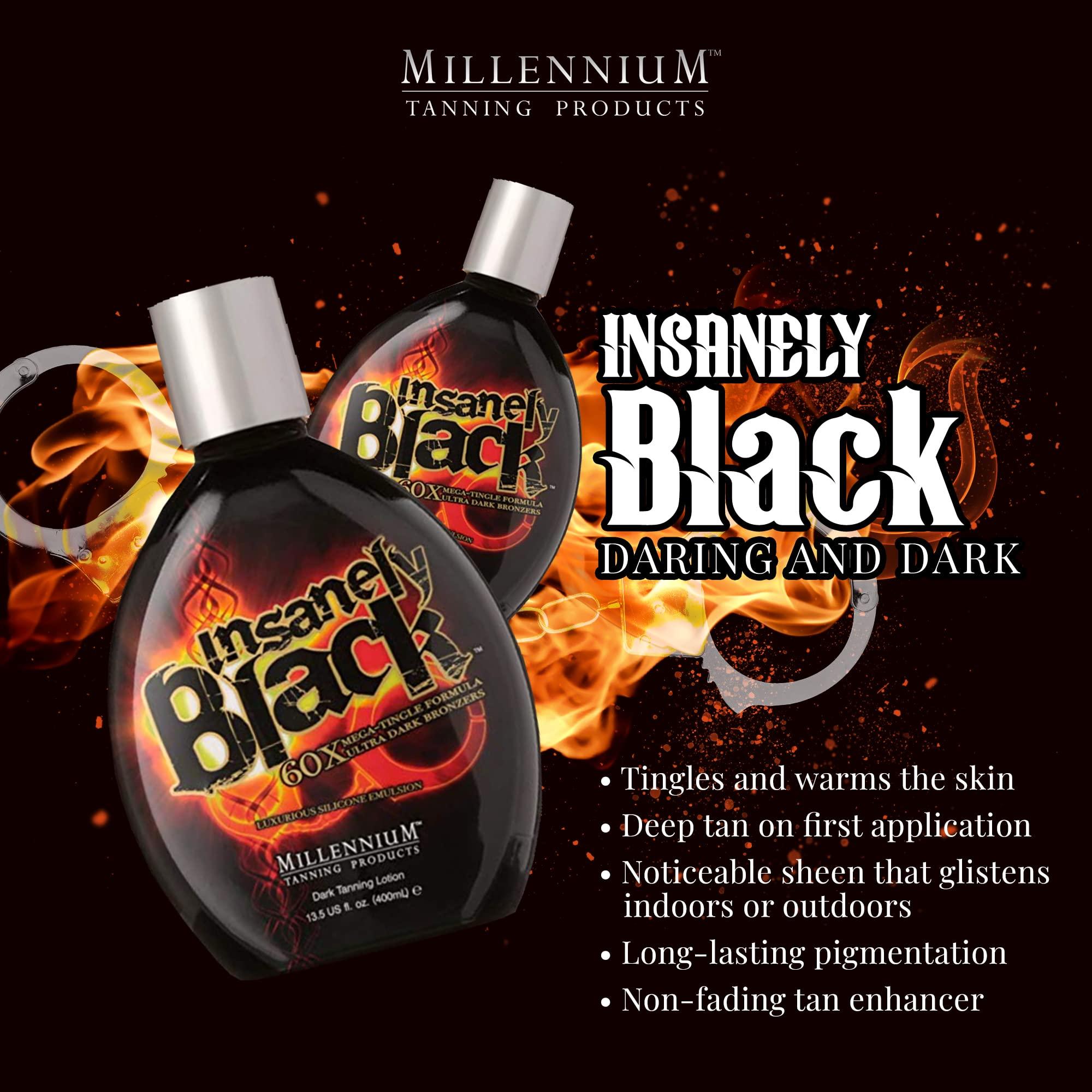 Millennium Tanning Products Millennium Tanning Insanely Black 60x, Mega Tingle Dark Tanning Lotion, 13.5 Ounces