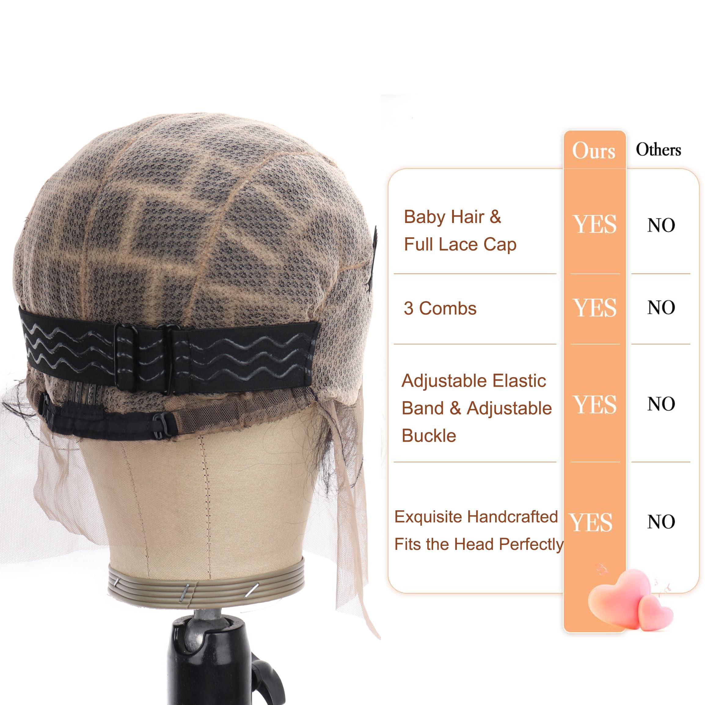 PORSMEER PORSMEER Full Lace Braided Wig Caps for Crochet Hair, Lace Crochet Cap for Black Women, Knot Crochet Wig Cap with Baby Hair, LightWeight Adjustable & Breathable with 123 Knots