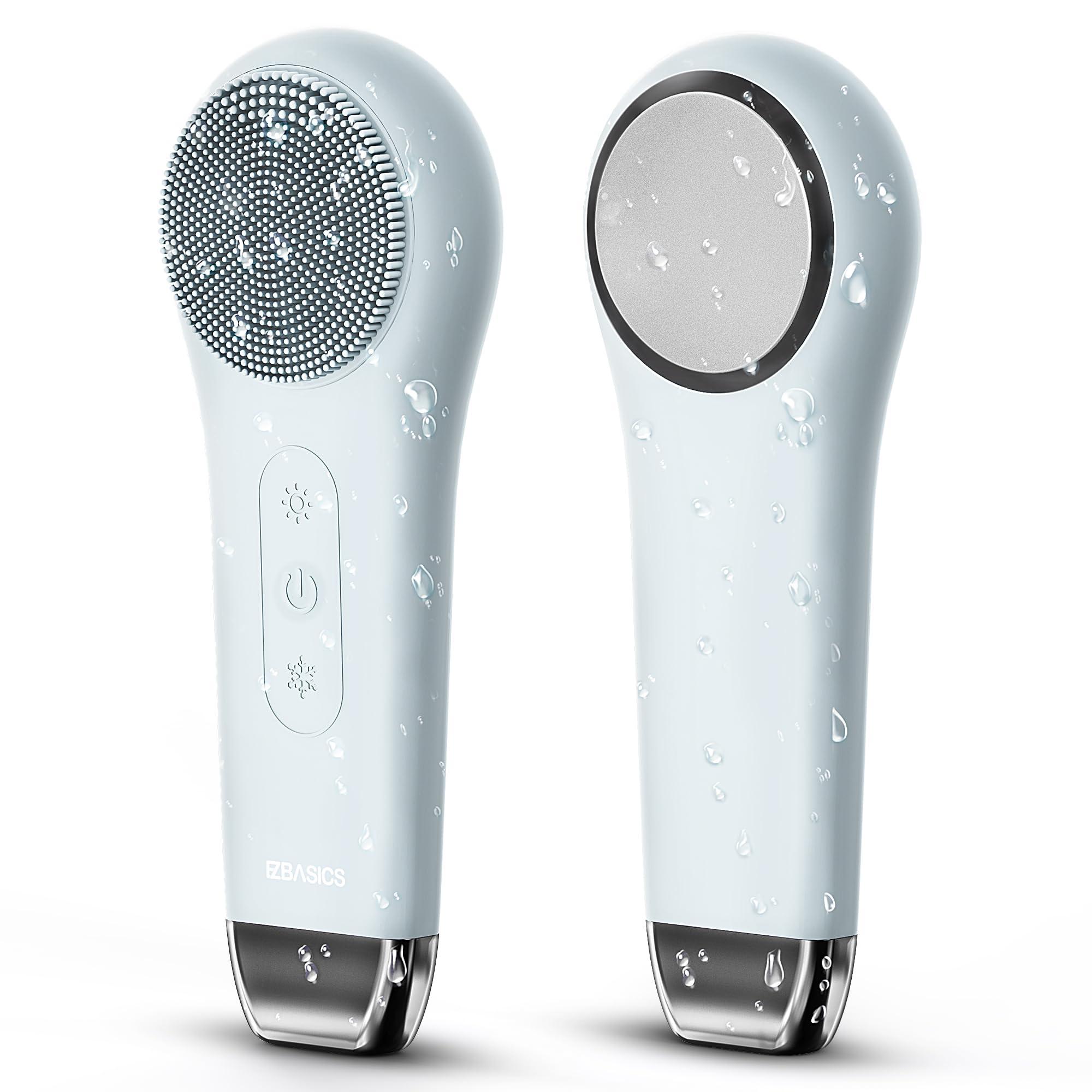 EZBASICS EZBASICS Facial Cleansing Brush face Scrubber Waterproof Face Scrub Brush for Men & Women Rechargeable Face Brushes for Facial Electric Silicone Face Scrubber Cleanser Brush 1 Pack+3 Modes Light Grey